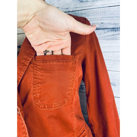 Eddie Bauer Jacket Womens 2p Long Sleeve Lapel Pockets Lightweight Orange - Picture 2 of 14